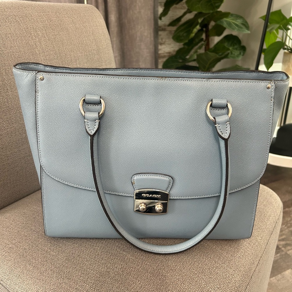 Coach Light Blue Leather Tote - Picture 6 of 6
